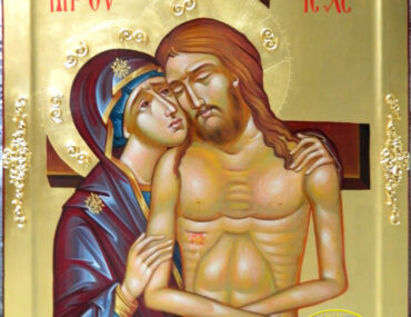 ICOANA PROSCOMIDIARULUI- 'Pieta"- Punerea in mormant a Domnului Iisus Hristos de catre Preasfanta Mama Sa!